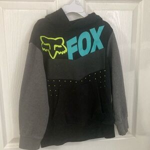 Fox Black and Gray Pullover Hoodie with Logo and Graphic Design